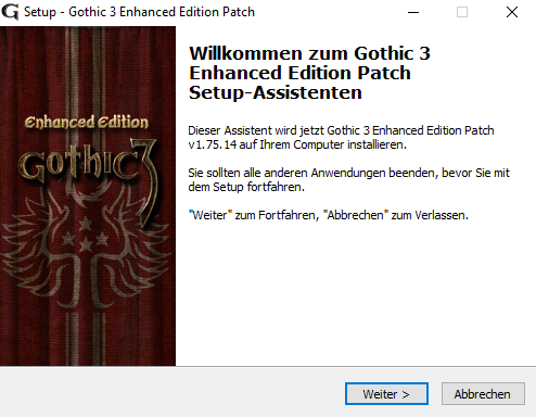 Installations-Setup des Gothic 3 Enhanced Edition Patch (Community Patch) 